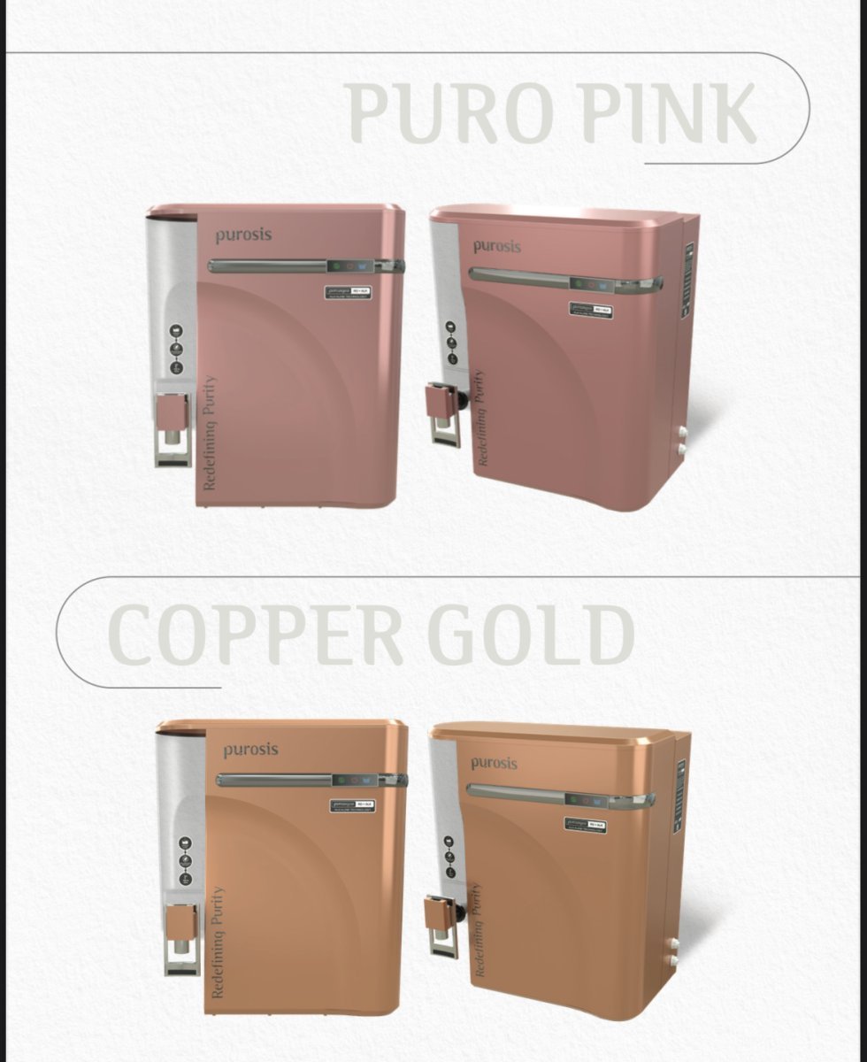 💧 PUROSIS Premium Silver / Spiritual Gold – Water Purifier 🧩 Technical Highlights:  Technology:  RO + UV + UF + TDS + Alkaline + Copper Ionization System  Advanced 7-stage purification system  Retains essential minerals  Filter Stages: 1️⃣ Sediment Filter