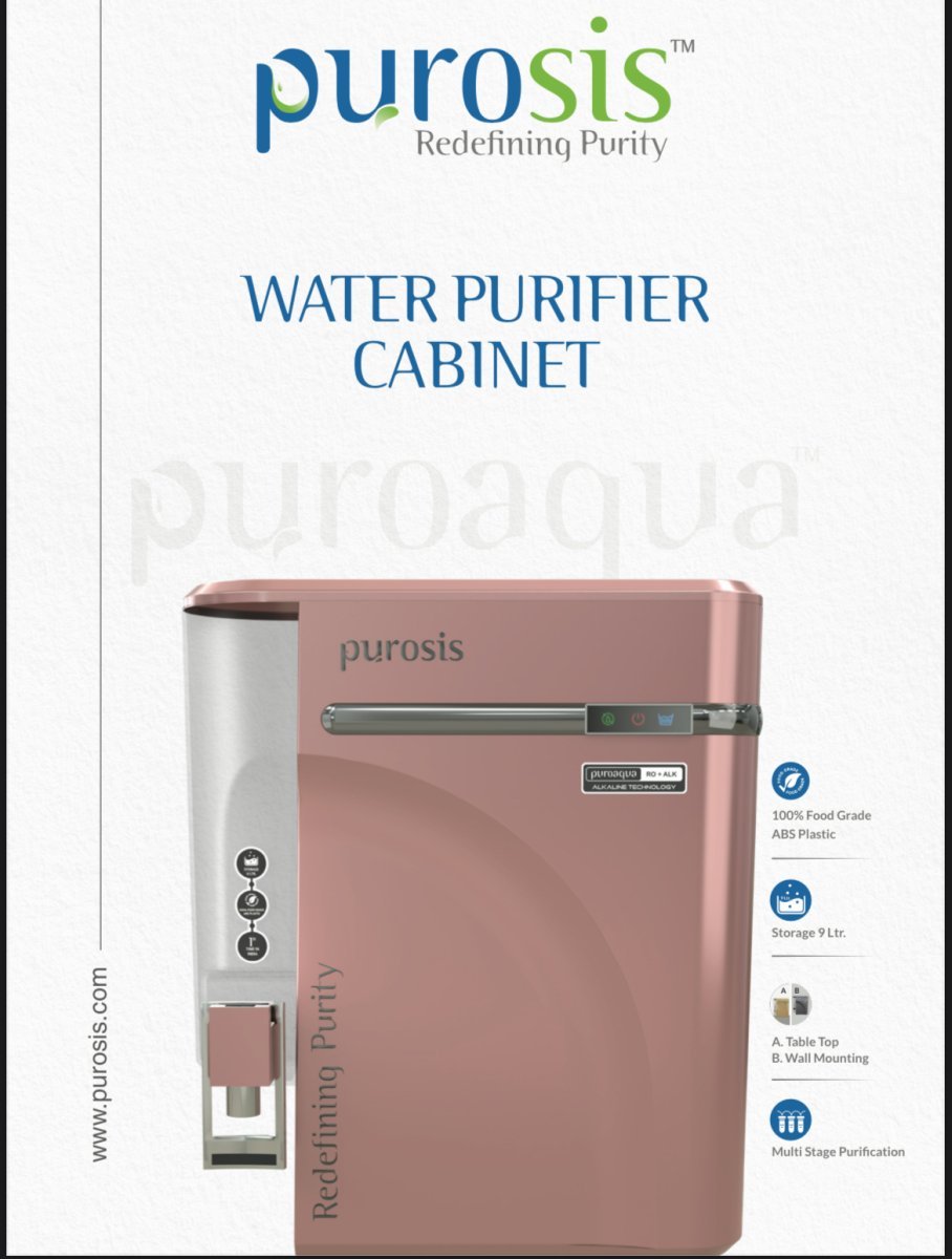 💧 PUROSIS Premium Silver / Spiritual Gold – Water Purifier 🧩 Technical Highlights:  Technology:  RO + UV + UF + TDS + Alkaline + Copper Ionization System  Advanced 7-stage purification system  Retains essential minerals  Filter Stages: 1️⃣ Sediment Filter