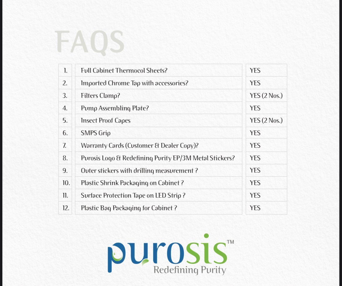 💧 PUROSIS Premium Silver / Spiritual Gold – Water Purifier 🧩 Technical Highlights:  Technology:  RO + UV + UF + TDS + Alkaline + Copper Ionization System  Advanced 7-stage purification system  Retains essential minerals  Filter Stages: 1️⃣ Sediment Filter