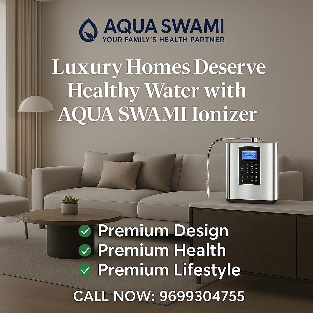 💧 AQUA SWAMI – 7 Plate Platinum Water Ionizer  ✨ Touch Screen Display सह आधुनिक तंत्रज्ञान!  ⚙️ Technical Highlights / तांत्रिक वैशिष्ट्ये:  🔹 Model: AQUA SWAMI – Premium Alkaline Water Ionizer 🔹 Plates: 7 Platinum Coated Titanium Plates 🔹 Display: Smart 