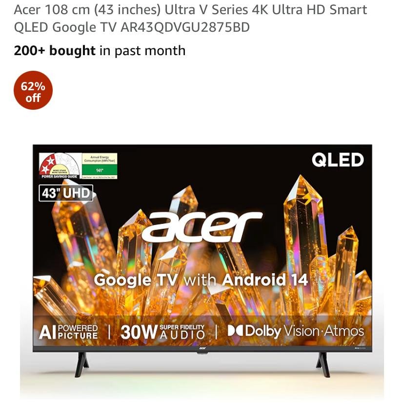 ACER GOOGEL 4K ANDROID QLED