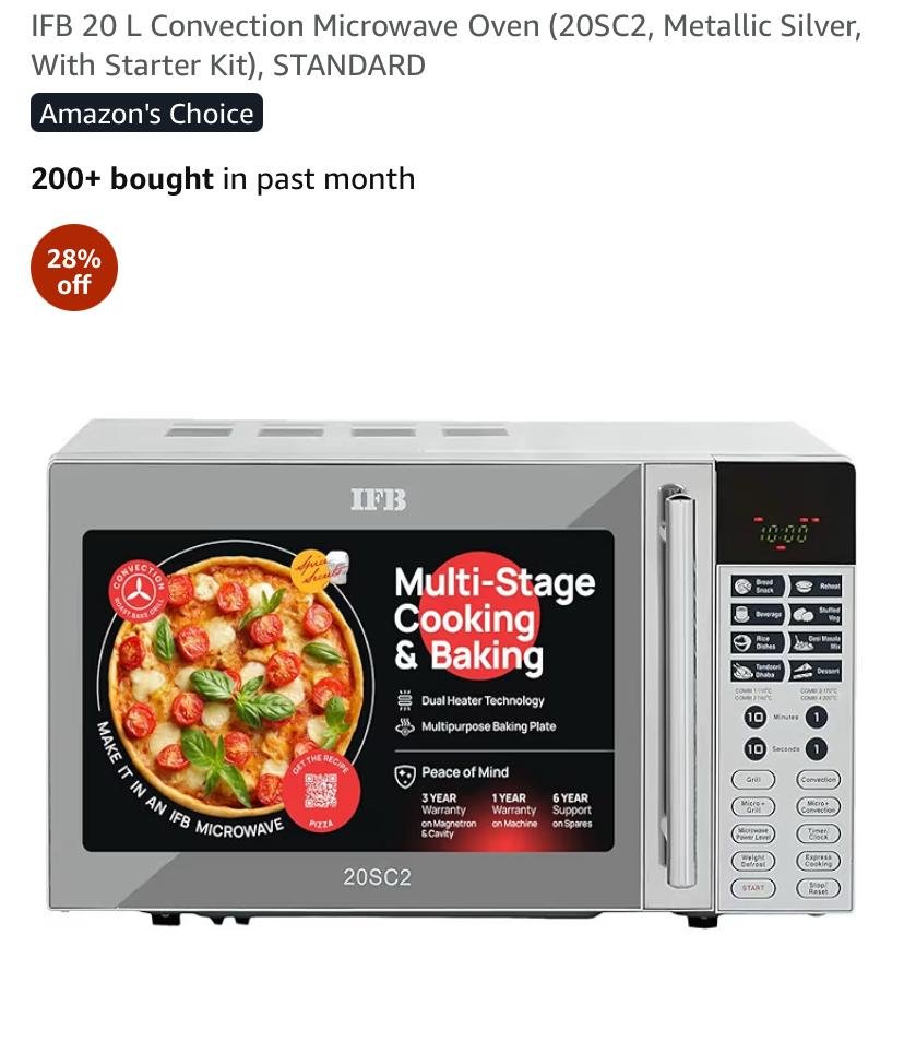 IFB MICROOVEN 20 LTR.CONVERTION.