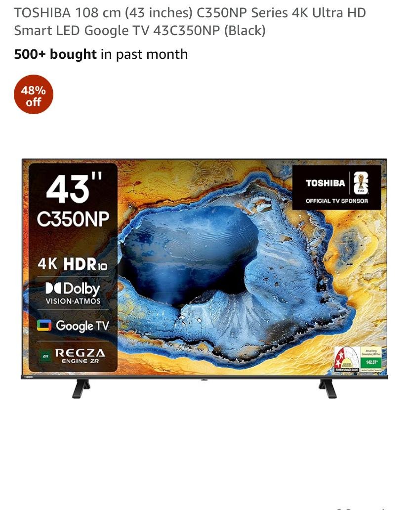 TOSHIBA 43INCH TV 43C350NP