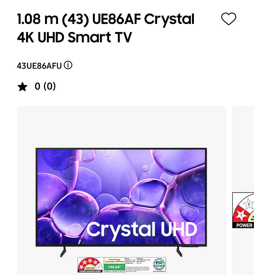 SAMSUNG 43INCH CRYSTAL 4K UE86AF