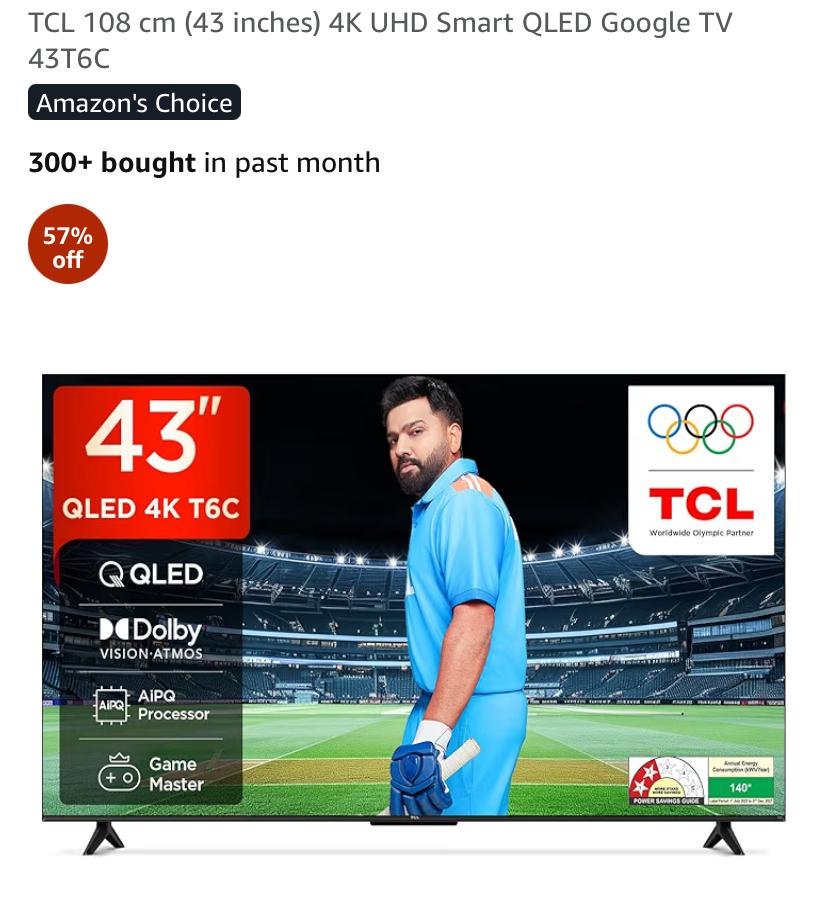 TCL 43INCH 4K LED 43T6C