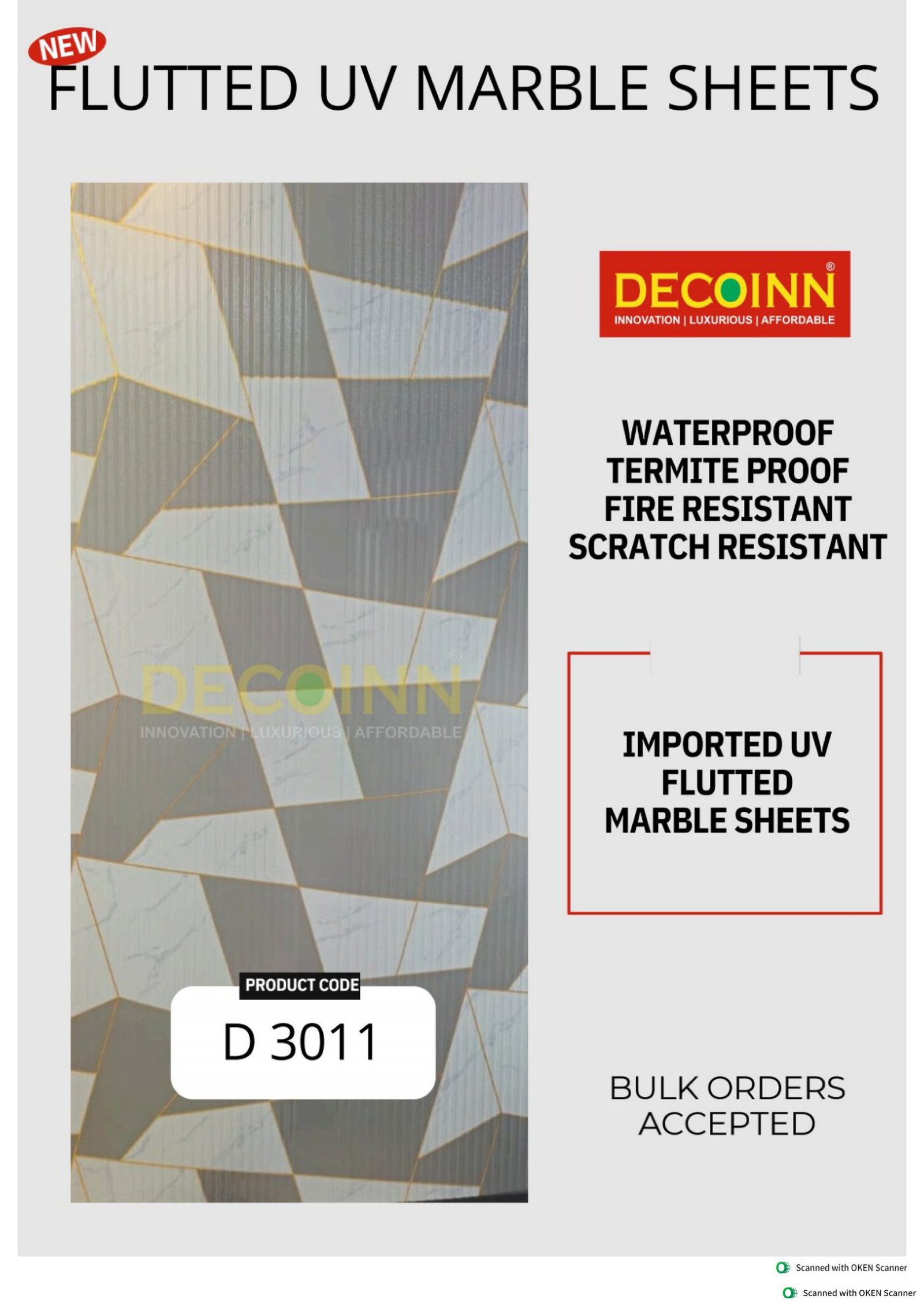FLUTTED UV MARBLE SHEETS DESIGN