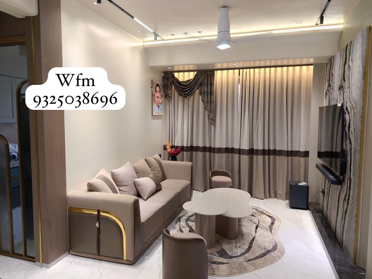 Sofa Set With Centre Table & Designer Chair & Rug